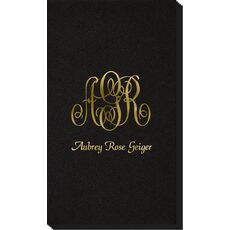 Large Script Monogram with Text Linen Like Guest Towels