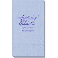 Elegant Anniversary Celebration Moire Guest Towels