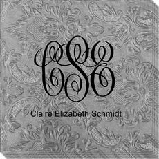 Large Script Monogram with Text Carte Embossed Napkins