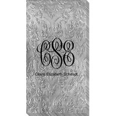 Large Script Monogram with Text Carte Guest Embossed Towels