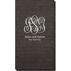 Large Script Monogram with Text Moire Guest Towels