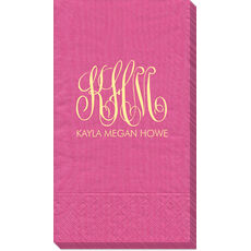 Large Script Monogram with Text Moire Guest Towels
