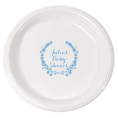Personalized Floral Laurel Wreath Plastic Plates