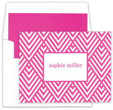Pink Modern Chevron Folded Note Cards