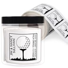 Golf Ball Square Address Labels in a Jar
