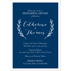 Navy Lovely Branches Rehearsal Dinner Invitations