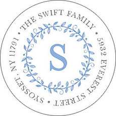 Blue Painted Precious Round Address Labels