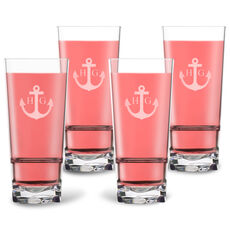 Personalized Tritan Acrylic 16 oz Highball Set - Anchor + Initials