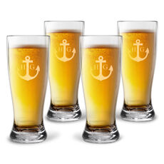 Personalized Tritan Acrylic 16 oz Pilsner Set - Anchor + Initials