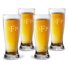 Personalized Tritan Acrylic 16 oz Pilsner Set - Block Monogram