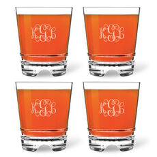 Personalized Tritan Acrylic 12 oz Double Old Fashioned Set - Script Monogram