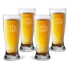 Personalized Tritan Acrylic 16 oz Pilsner Set - Script Monogram