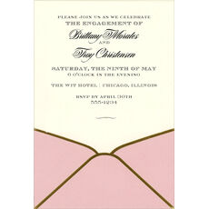 Pink with Gold Trim Die-cut Pocket Invitations