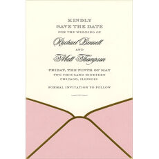 Pink with Gold Trim Die-cut Pocket Invitations
