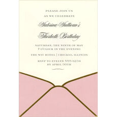 Pink with Gold Trim Die-cut Pocket Invitations