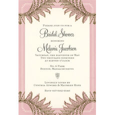 Pink and Gold Fern Die-cut Frame Invitations