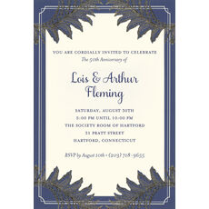 Navy and Gold Fern Die-cut Frame Invitations