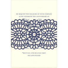 Navy Medallion Banded Die-cut Invitations