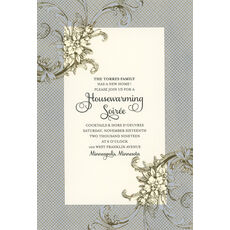 Silver Floral Swag Die-cut Frame Invitations