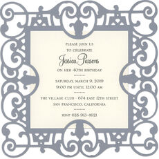 Silver Filigree Die-cut Frame Invitations