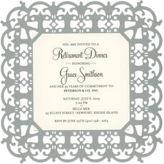 Silver Filigree Square Die-cut Frame Invitations