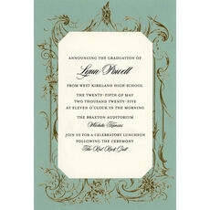 Seafoam Gold Scroll Frame Die-cut Frame Invitations