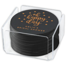 Design Your Own Black Confetti Round Coasters