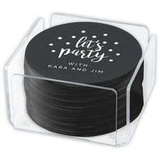 Design Your Own Black Confetti Round Coasters