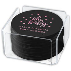 Design Your Own Black Confetti Round Coasters