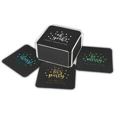 Design Your Own Black Confetti Square Coasters