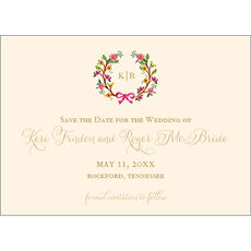 Flowery Wreath Save the Date Note Cards