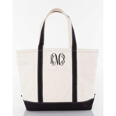 Personalized Medium Black Trimmed Classic Tote