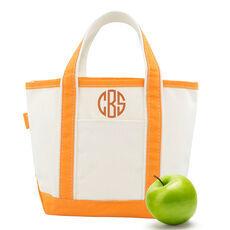 Personalized Orange Trimmed Cutest Little Classic Tote