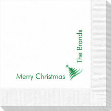 Corner Text with Artistic Christmas Tree Napkins