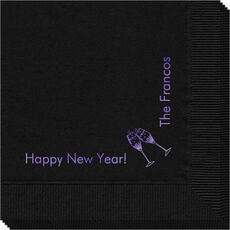 Corner Text with Champagne Glasses Design Napkins