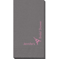 Corner Text with Eiffel Tower Design Guest Towels