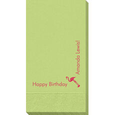Corner Text with Flamingo Design Guest Towels