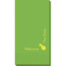 Corner Text with Pineapple Design Guest Towels