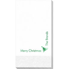 Corner Text with Artistic Christmas Tree Guest Towels