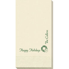 Corner Text with Traditional Wreath Guest Towels