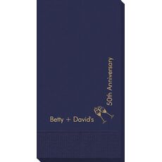Corner Text with Champagne Glasses Design Guest Towels