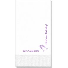 Corner Text with Champagne Glasses Design Guest Towels