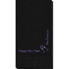 Corner Text with Champagne Glasses Design Guest Towels