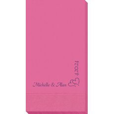 Corner Text with Graphic Double Hearts Guest Towels