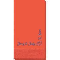 Corner Text with Graphic Double Hearts Guest Towels