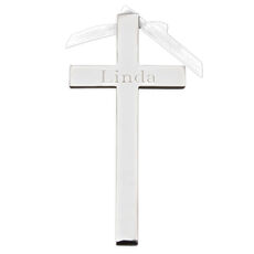 Personalized Cross with White Ribbon