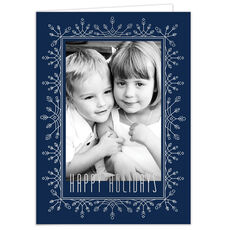 Frosted Flurries Silver Foil Holiday Folded Photo Cards