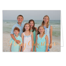 Merry Christmas Copper Foil Pressed Folded Holiday Photo Cards