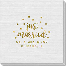 Confetti Dot Just Married Linen Like Napkins