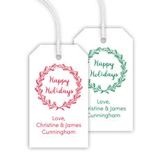 Happy Holidays Wreath Hanging Gift Tags